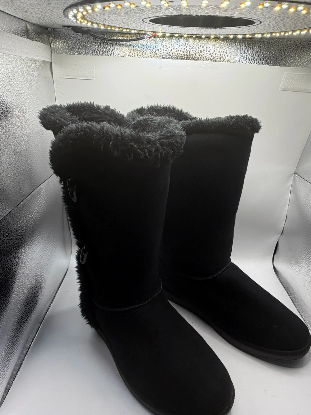Airwalk Women's Black Faux-Fur Tall Winter Boots